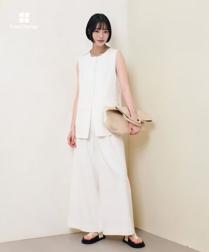 allureville♡アルアバイル リネンコンダブルジレ allureville（アルアバイル） ベスト ジレ リネン混ジレ レディース