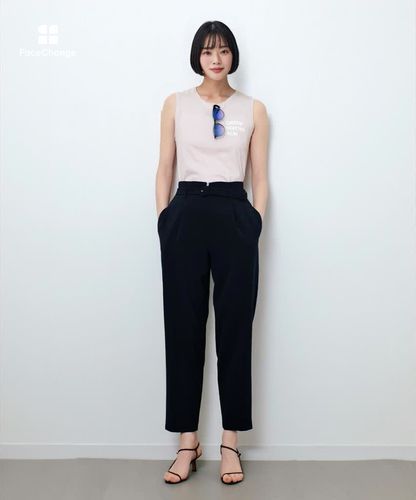 ダブルクロスベルト付タックパンツ|allureville OFFICIAL SITE