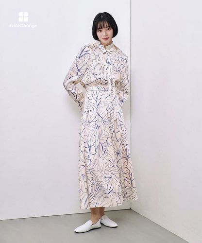 スケッチボタニカルプリントボウタイブラウス|allureville OFFICIAL