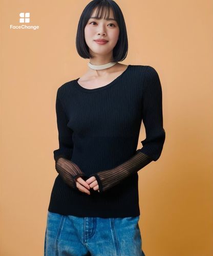 シアーカフスラウンドネックプルオーバー|allureville OFFICIAL SITE