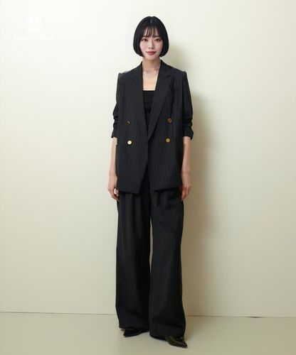 新品未使用　allureville ダブルブレストジャケット ブラック スーツ 「2025新作」「洗える/セットアップ対応/オフィスカジュアル