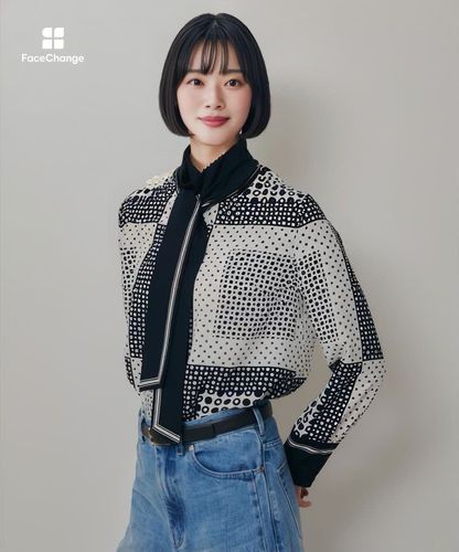 幾何プリントボウタイブラウス|allureville OFFICIAL SITE / ONLINE