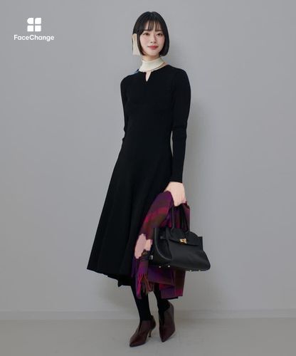 コンシールフロントマチフレアリブワンピース|allureville OFFICIAL