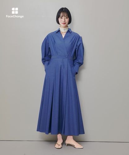 【美品】anuans ラップストレートシャツワンピース アニュアンス anuans ラップストレートシャツワンピース （NAVY） -靴