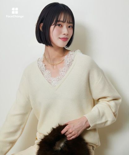 良品　イチアンティークス♡アルパカ100％ 後ろあき衿 ドレーププルオーバー ICHI Antiquites (イチアンティークス) アルパカ後ろあき衿ドレープ