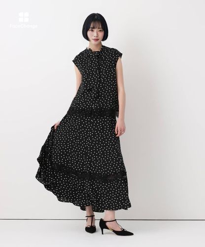 レース切替ドットプリントブラウス|allureville OFFICIAL SITE 