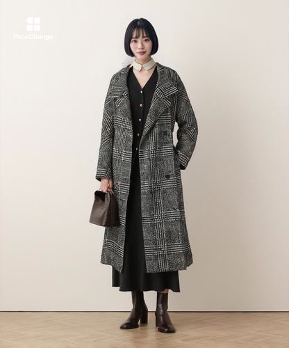 グレンチェックスタンドカラーコート|allureville OFFICIAL SITE