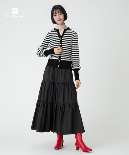 LOULOU WILLOUGHBY】フェザーリブボーダーカーディガン|allureville