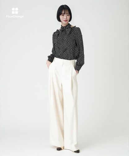 LOULOU WILLOUGHBY】デシンドットフリルボウタイブラウス|allureville