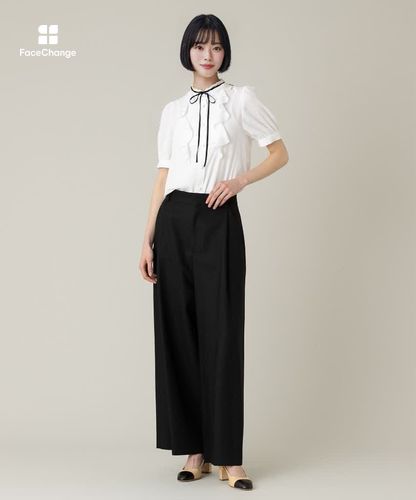 LOULOU WILLOUGHBY】フロントタックラッフル半袖ブラウス|allureville