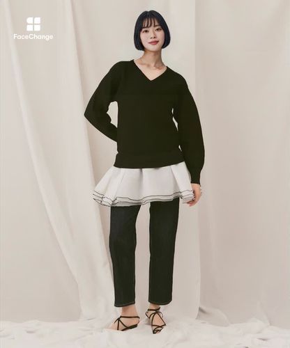 未使用品【LOULOU WILLOUGHBY】フリリードッキングチュニック　Ｍ black-hair-bob-with-bangs.jpg