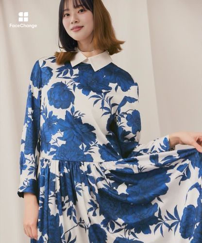 LOULOU WILLOUGHBY】RATTIフラワープリント衿付きワンピース