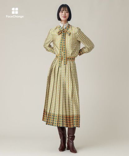 LOULOU WILLOUGHBY】バスケットプリントボウタイブラウス|allureville