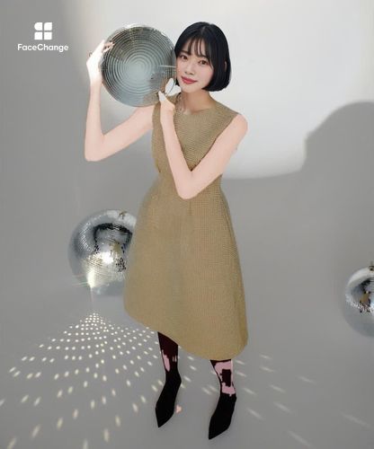 LOULOU WILLOUGHBY】スパークルジャガードノースリーブワンピース