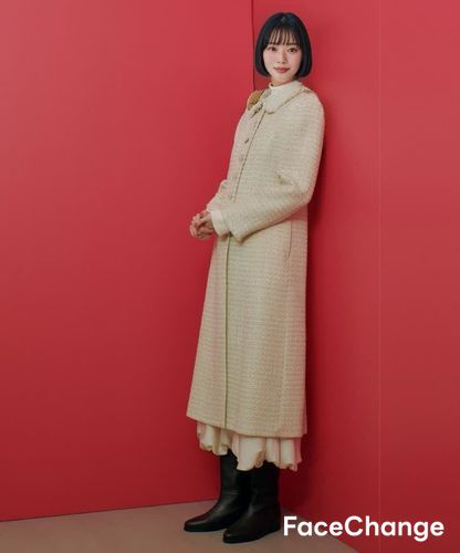 LOULOU WILLOUGHBY】モノトーンツイードロングコート|allureville