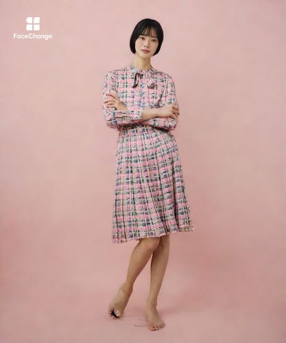 LOULOU WILLOUGHBY】チェックプリントプリーツミディスカート