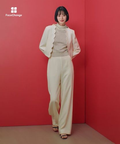 LOULOU WILLOUGHBY】ダブルクロスハイウエストサスペンダーパンツ