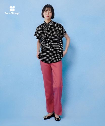 ◇【LOULOU WILLOUGHBY】デシンドットフレアスリーブブラウス