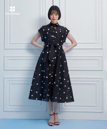 LOULOU WILLOUGHBY】オーガンドットウエストリボンワンピース