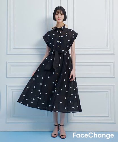 LOULOU WILLOUGHBY】オーガンドットウエストリボンワンピース