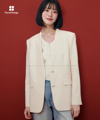 LOULOU WILLOUGHBY】ダブルクロスノーカラーリボンジャケット