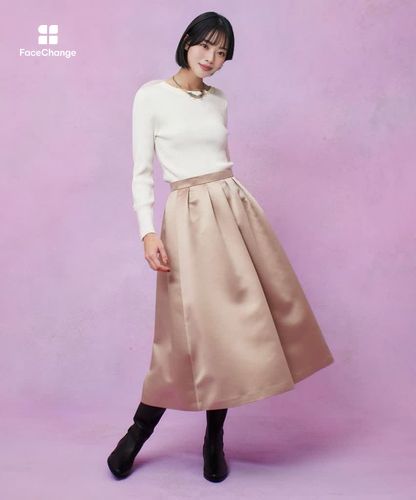 LOULOU WILLOUGHBY】ヘビーサテンタックスカート|allureville OFFICIAL