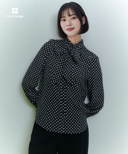 ◇【LOULOU WILLOUGHBY】デシンドットフリルボウタイブラウス