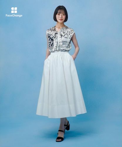 ポリエステルコットングログランギャザースカート|allureville