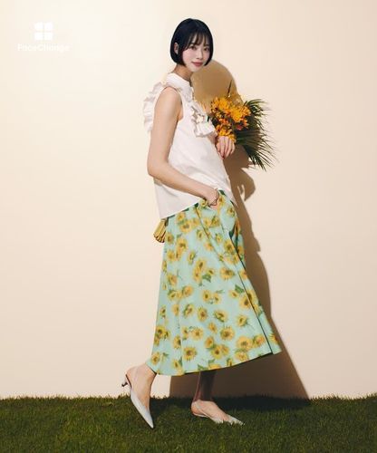 WEB 一部店舗限定【LOULOU WILLOUGHBY】サンフラワープリントギャザー