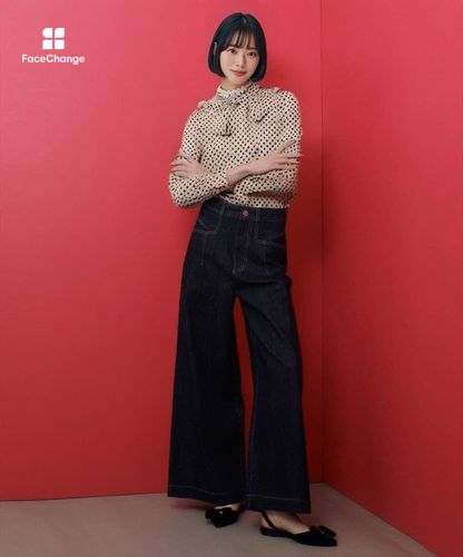 ◇【LOULOU WILLOUGHBY】デシンドットフリルボウタイブラウス