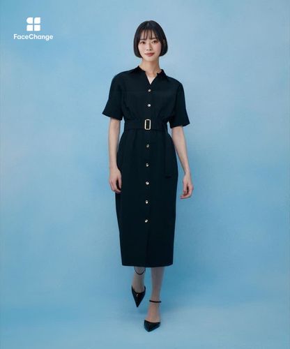 LOULOU WILLOUGHBY】ナイロンコットンクロスシャツワンピース