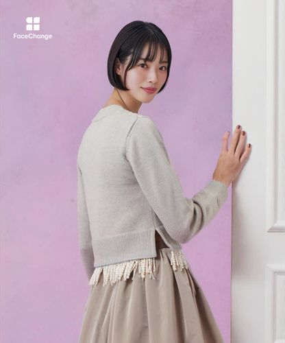 LOULOU WILLOUGHBY】フェイクパールフリンジフェザープルオーバー