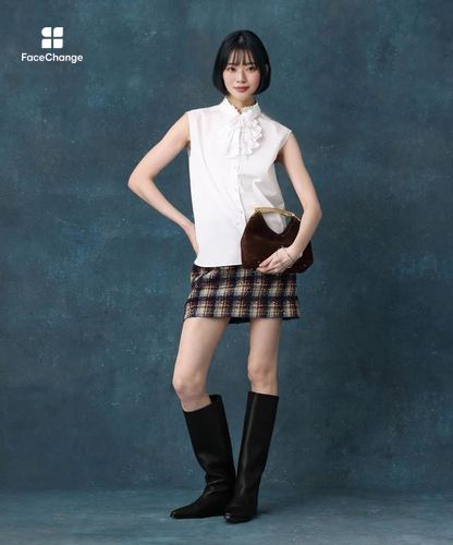 チェックフラワーモチーフミニスカート|allureville OFFICIAL SITE