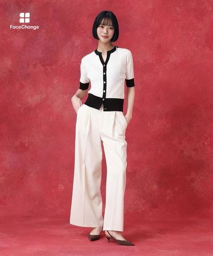 ◇バイカラーキーネック5分袖カーディガン|allureville OFFICIAL SITE