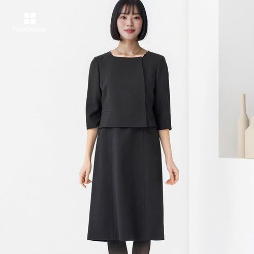 ショールカラーのアンサンブル 5号・ブラック｜東京ソワール