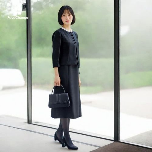 アールデコジャカードのモダンなアンサンブル 9号・ブラック｜東京