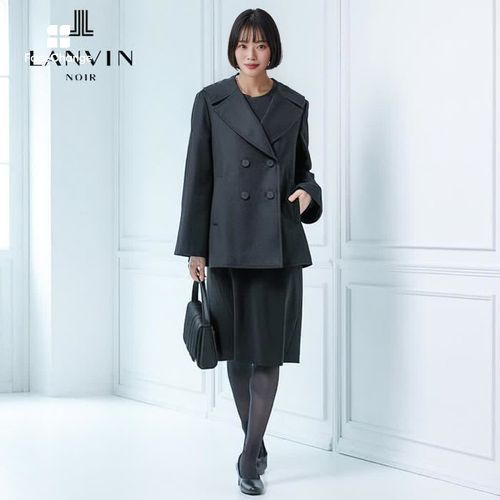 ハーフ丈のカシミヤ混ピーコート 9号・ブラック｜東京ソワール