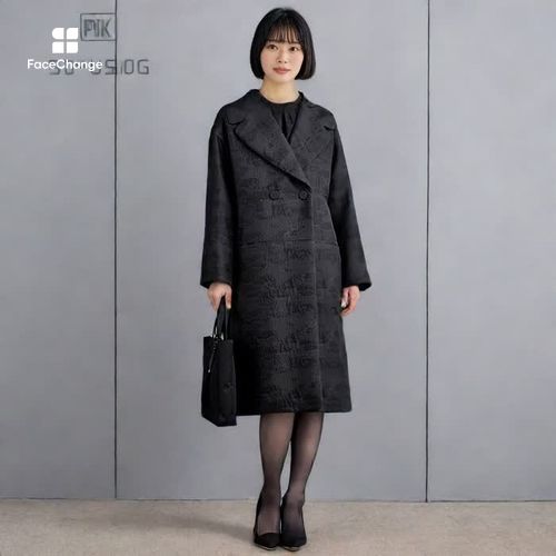 あゆ子　LANVIN　ブラック 花柄 ロングコート リボン付き black-hair-bob-with-bangs.jpg