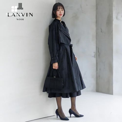 向日葵モチーフ柄のシルクジャカードコート 9号・ブラック｜東京