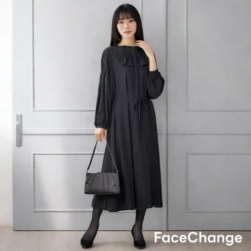 洗える｜ピンタックがポイントのワンピース L・ブラック｜東京