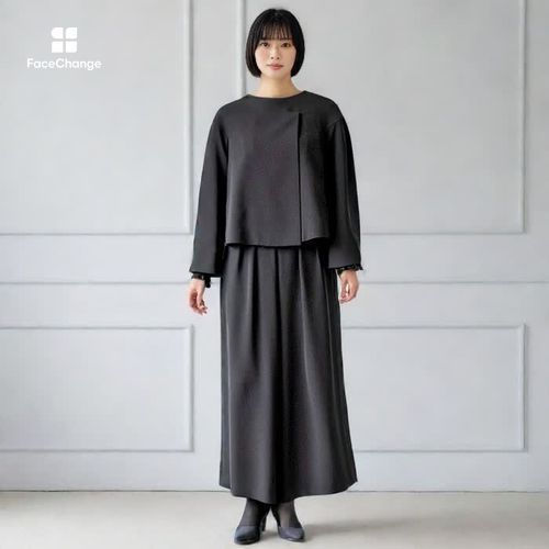 洗える｜ゴム入りワイドフレアパンツ М・ブラック｜東京ソワール