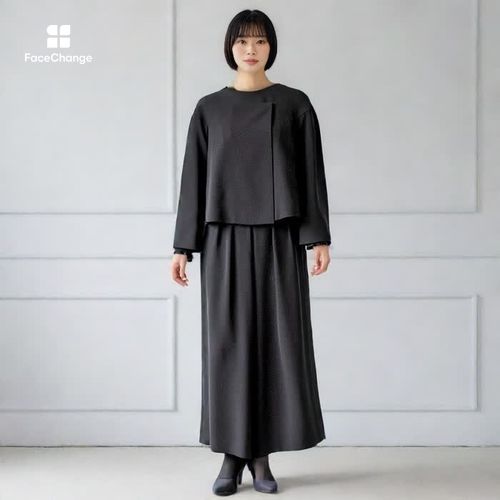 洗える｜ノーカラーのボレロジャケット M・ブラック｜東京ソワール