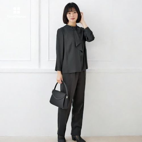 YONFA オーガンジータイブラウス ブラック Yonfa オーガンジータイブラウス (black)