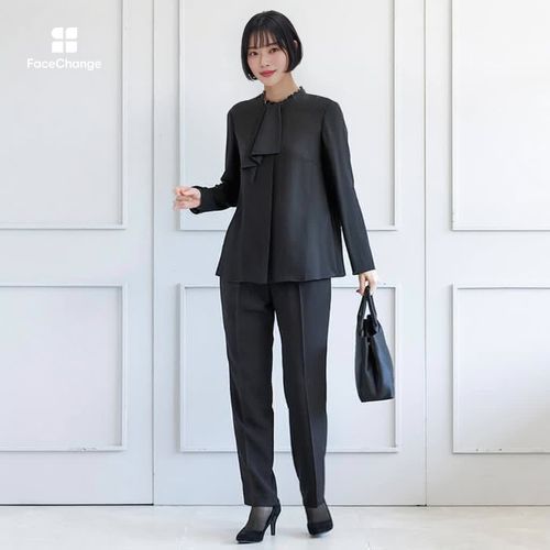 洗える｜ドレープが美しい長袖ブラウス 9号・ブラック｜東京ソワール