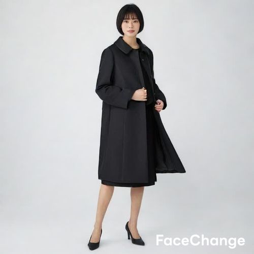 ショールカラーのウールコート 9号・ブラック｜東京ソワール