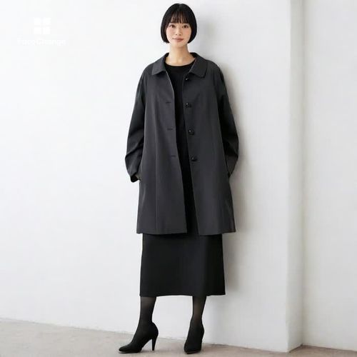 ラグラン仕立てのショールカラーコート 9号・ブラック｜東京ソワール