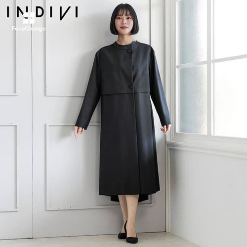 緩やかなAラインのスタンドカラーコート 9号・ブラック｜東京ソワール