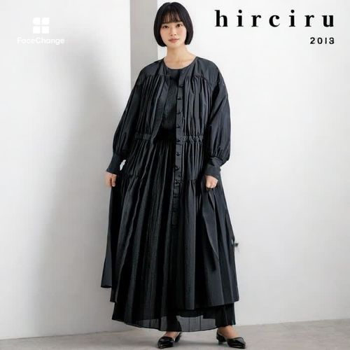 ギャザースカートのドレス見えセットアップ 9号・ブラック｜東京