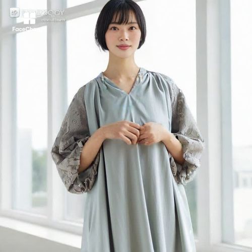 新品SALE☆ SUNMOTOYAMA ワンピース ドレス フォーマル／洗える】フロントレースジョーゼットワンピース