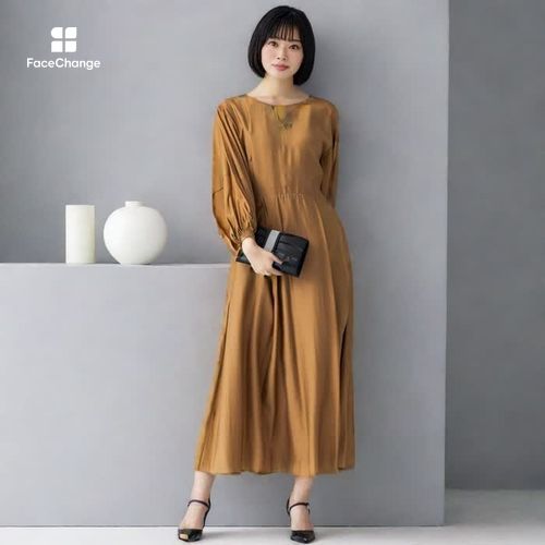 WEB限定｜ボリュームオーガンジードレス 9号・ブラウン｜東京ソワール